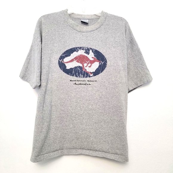 Australia Growth Other - Moonlit Sanctuary Melbourne Made in Australia Gray Kangaroo Graphic T-Shirt SZ L